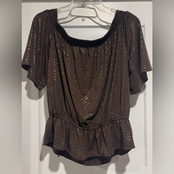 White House Black Market Elegant Brown Women's Top Size Large - Picture 2 of 6
